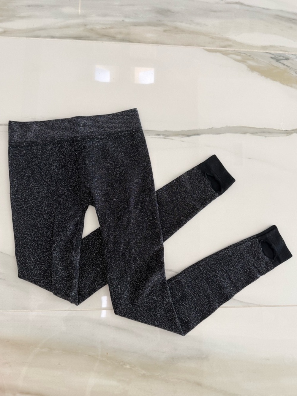 Black Sparkle Stirrup Leggings